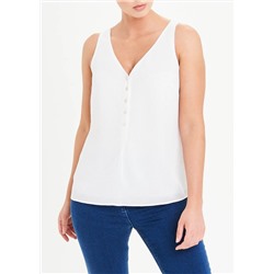 Soon Cream Textured Button Front Vest Top