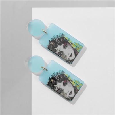 Серьги акриловые «Девушка» китаянка в наряде, цветные