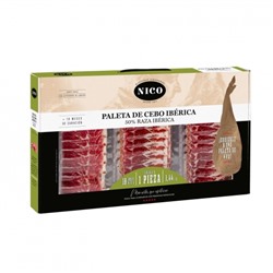 Maletín paleta de cebo ibérica 50% raza ibérica Jamones Nico 18 sobres de 80 g, 1,44 kg