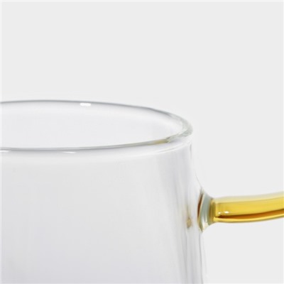 Кружка Magistro «Льдинка», 320 мл, 11×9×9.5 см, стекло, золотистая ручка, прозрачная