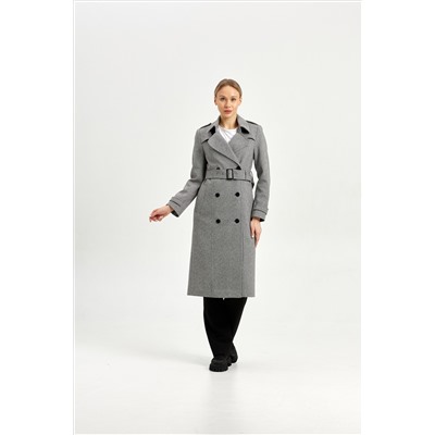 Пальто женское демисезонное 25797 (серый/ёлочка)