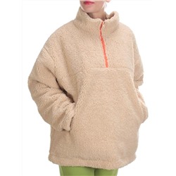 2568 BEIGE Кофта плюшевая женская Тедди на синтепоне  (50 гр. синтепон)