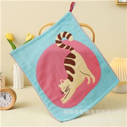 Zhiyang towel, four-layer cotton jacquard gauze, stretch cat square towel, soft absorbent kitchen towel factory price wholesale