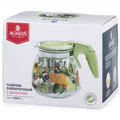 ЗАВАРОЧНЫЙ ЧАЙНИК AGNESS С ФИЛЬТРОМ "ФРУКТЫ" 900 МЛ.