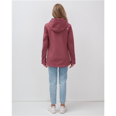Ветровка спортивная женская с капюшоном softshell малинового цвета 9566M