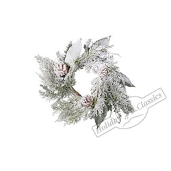 Венок хвойный с шишками и веточками омелы заснеженный d 41 см