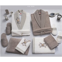 Бамбуковый Семейный Набор с Халатами 3D (8предметов) Bamboo Aile Bornoz Seti - Cotton Box
