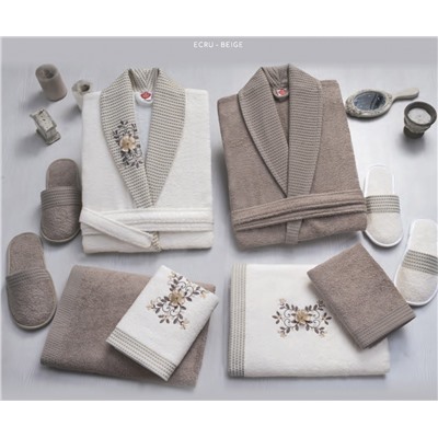 Бамбуковый Семейный Набор с Халатами 3D (8предметов) Bamboo Aile Bornoz Seti - Cotton Box