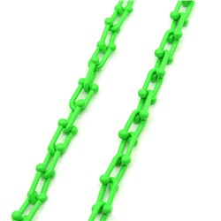 Цепочка для украшений, звено 15*9мм с эмалью цв.зеленый яркий, 50см