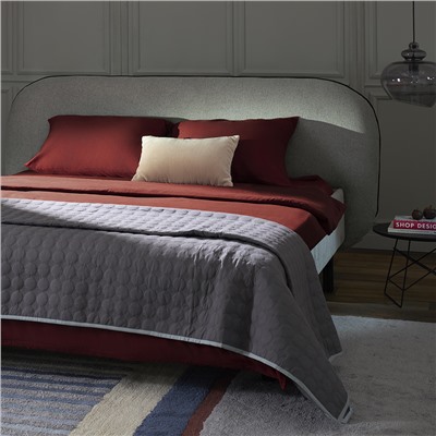 Простыня на резинке изо льна и хлопка цвета копченой паприки из коллекции Essential, 180х200х30 см