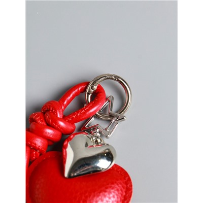 Брелок для ключей на карабине кожзам «Сердце», с узлом, красный, на сумку, рюкзак, 21×5.5×1.5 см