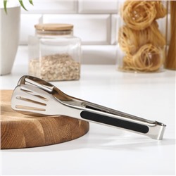 Щипцы кухонные Доляна Chrome, h=23.5 см нержавеющая сталь, чёрные