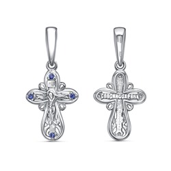 Крест с фианитом родированный серебро 925*