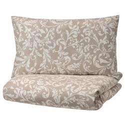 Пододеяльник и 2 наволочки, VARBRACKA Duvet Cover and 2 Pillowcases Beige/White, произв. IKEA