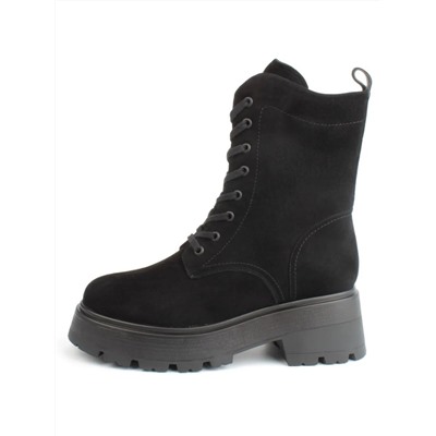 04-M2-1376 BLACK Ботинки зимние женские (натуральная замша, натуральный мех)
