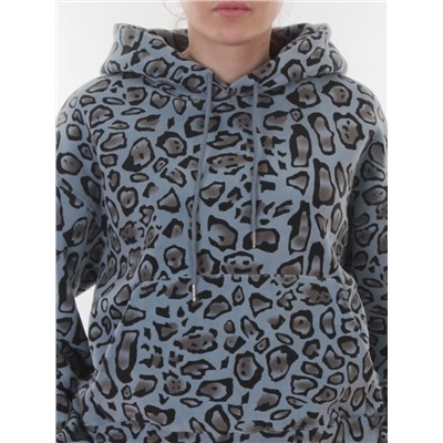 003 LT. BLUE/LEOPARD Костюм спортивный зимний женский (95% хлопок, 5% полиэстер)