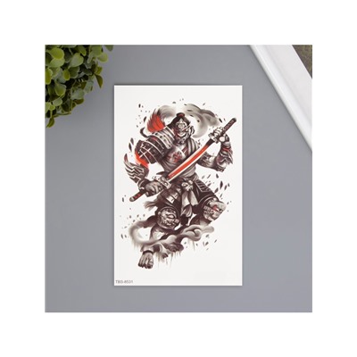 Переводная тату на тело цветная «Воин тумана», 12×19 см