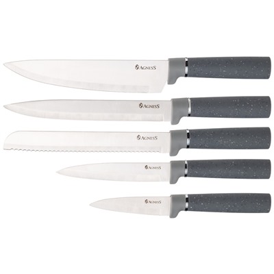 НАБОР AGNESS ИЗ 12ПР: 5 НОЖЕЙ,ДОСКА,ПОДСТАВКА,ПОЛОВНИК,ЛОЖКА,ЛОПАТКА,ШУМОВКА,ЛОЖКА ДЛЯ СПАГЕТТИ