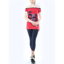 1202 RED/DK. BLUE Спортивный костюм для фитнеса женский (90% вискоза, 10% лайкра)