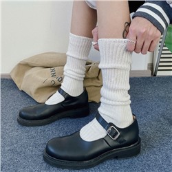 Spring and summer new Japanese solid color coarse lines and knee socks and calf socks jk sweet double -pin pile socks ins socks