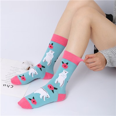 Tide, demi-season cute knee socks, mid-length, European style, wholesale