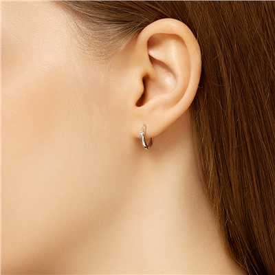 Серьги с фианитом родированные серебро 925*