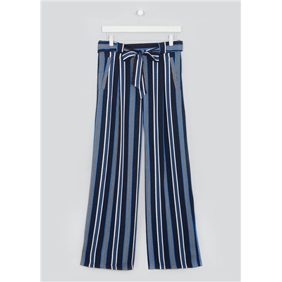 Stripe Wide Leg Belted Trousers