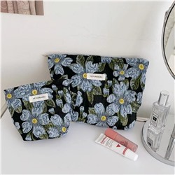 Genuine design cosmetic bag, handheld capacious organizer bag to go out for traveling, flowered