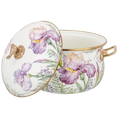 КАСТРЮЛЯ ЭМАЛИРОВАННАЯ AGNESS С КРЫШКОЙ, СЕРИЯ IRISES 4,8Л, ДИА.22СМ ПОДХОДИТ ДЛЯ ИНДУК.ПЛ