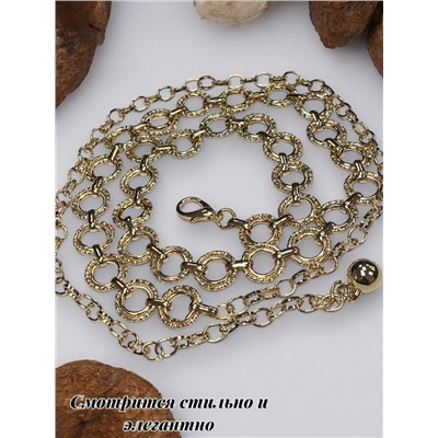 Пояс женский цепочка  с кольцами цвет золото модель 10