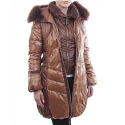 1207 BROWN Куртка зимняя женская (пух, натуральный мех)