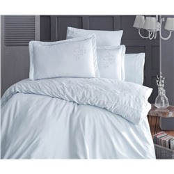 2 сп. Евро Комплект Постельного Белья с Вышывкой Cotton Saten  Rosella Mint - Altınbaşak