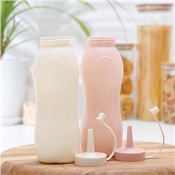 Бутылка для соуса, набор 2 шт., 350 мл, пластик, 11.5×5.5×19.5 см, розовый, жёлтый