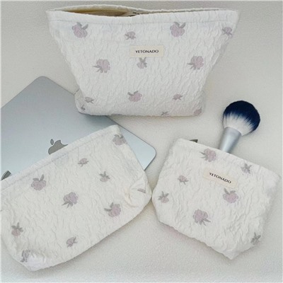 Brand capacious cosmetic bag, travel bag, handheld storage system, small clutch bag, liner, with embroidery, high-quality style