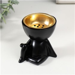 Курильница для благовоний, подставка для конусов «Человечек сидит», полистоун, чёрный, 6.7×6×6.8 см