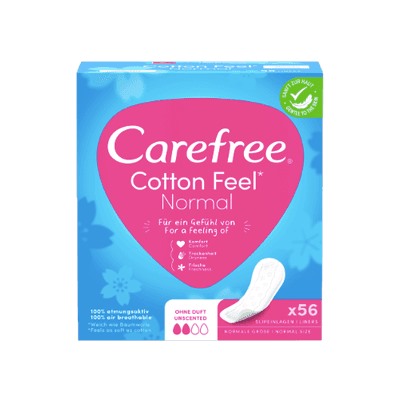 Carefree Slipeinlage Cotton Feel Normal 56 St, Прокладки ежедневные Cotton Normal 56 шт, 5 упаковок (280 шт)
