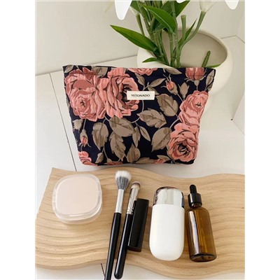 Capacious cloth, organizer bag, cosmetic bag, retro elegant liner, polyester, high-quality style