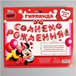 Гирлянда на люверсах «С Днем Рождения!», длина 205 см, Минни Маус