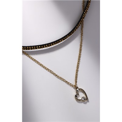 Чокер «Дуэт» сердце, цвет чёрно-золотой, L=30 см