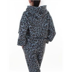 003 LT. BLUE/LEOPARD Костюм спортивный зимний женский (95% хлопок, 5% полиэстер)