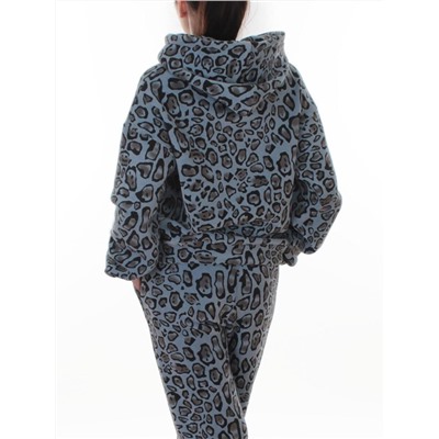 003 LT. BLUE/LEOPARD Костюм спортивный зимний женский (95% хлопок, 5% полиэстер)
