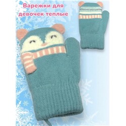 Варежки теплые для девочек Арт 2023/6 модель 1