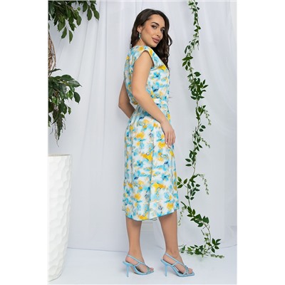 Платье Весенний луг (бирюзовый мультиколор) П13215-3М