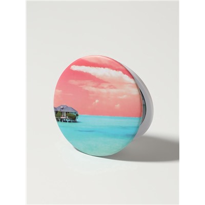 Зеркало складное «Пляж», d=7.5 см, с увеличением х2, розовое/бирюзовое