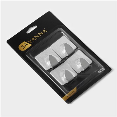 Крючок на липучке SAVANNA «Квадрат», 4 шт, металл