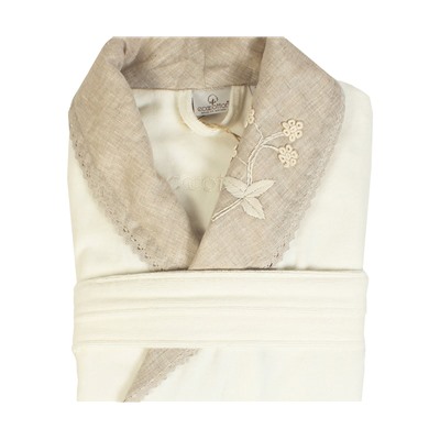 Халат Велюровый Женский (L) Ayliz Krem Bayan Bornoz Large - EcoCotton