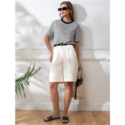 Свободная футболка в полоску из премиального хлопка с эластаном