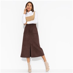Юбка из замши с разрезом, Откровенно шикарная (шоколадный мусс)