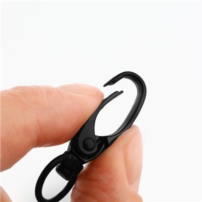 Карабин металлический, 38×12 мм / 10×1 мм, 5 шт., чёрный