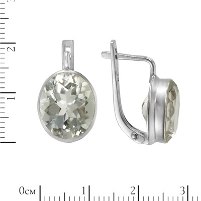 Серьги 'Коломбина' с зелёным аметистом, родий ИАСК31110Х12АЗ0R1